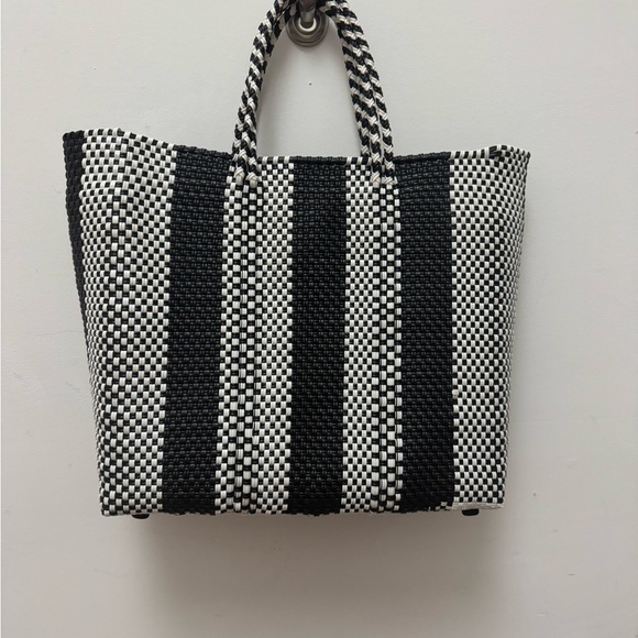 Black and White Stripe Woven TRUSS Tote Bag - Picture 2 of 4